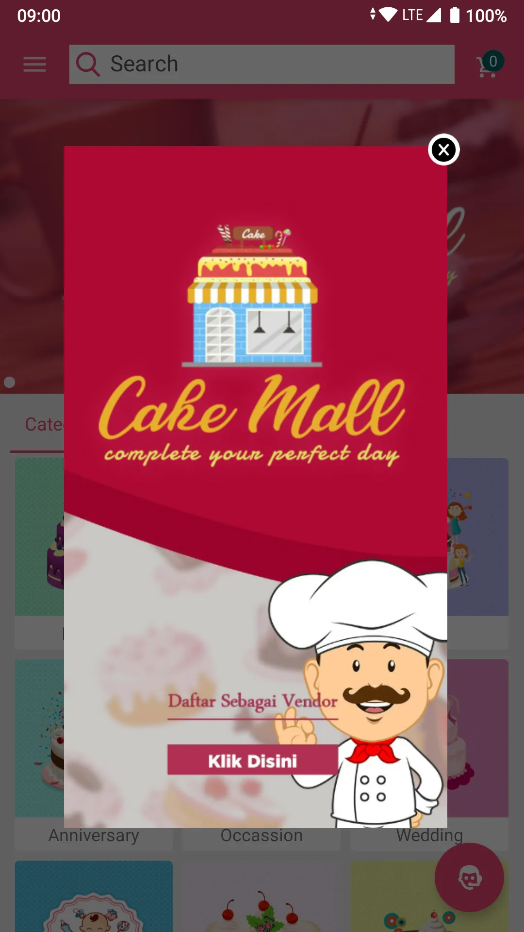 Cake Mall — Home kategori & daftar vendor