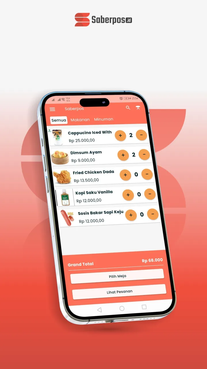 Saberpos — Katalog menu POS & pilih meja